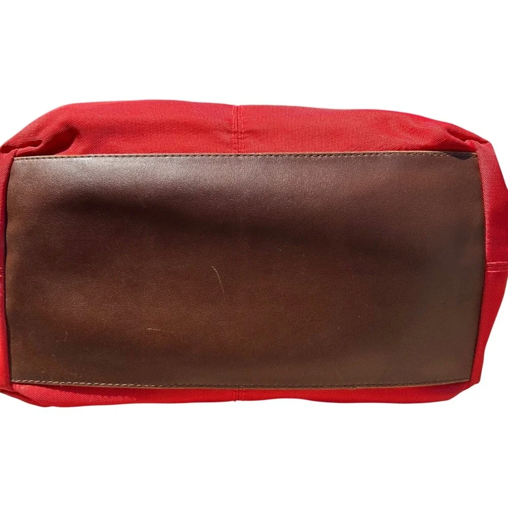 American Living Tote Bag Womens Large Red Canvas Faux Leather‎ Trim Americana